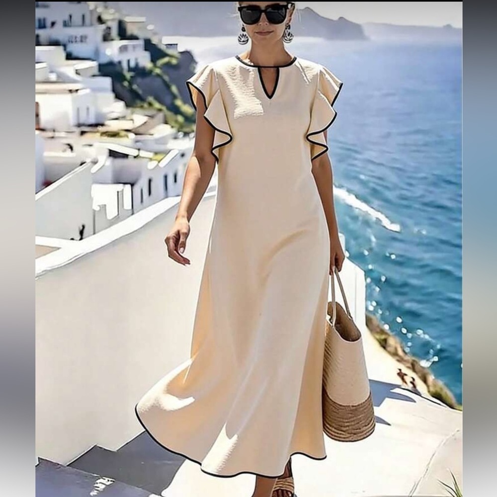 Elegant Cream Sleeveless Dress